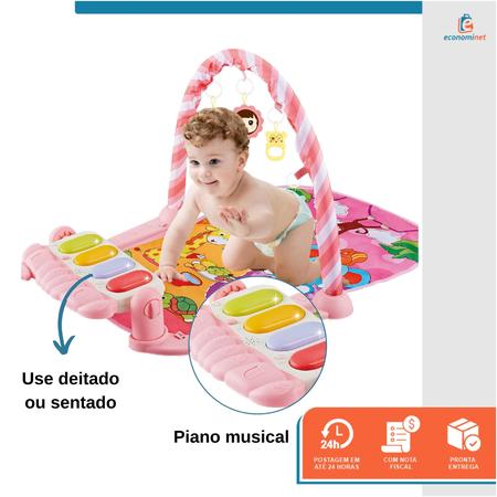 Imagem de Tapete Bebê Mobile Musical Melodia Baby Style Animais Tatame Infantil Portátil Termico Musical Piano Ginásio Atividades Educativo Interativo