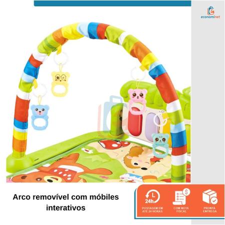 Tapete de Atividades com Piano Musical Infantil Animais Verde Baby