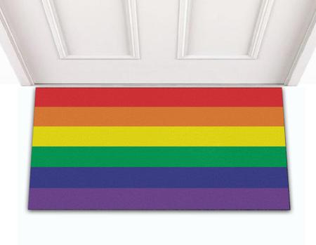 Imagem de Tapete Capacho de Porta Entrada Decorativo Divertido Bandeira LGBT Colorida 60x30