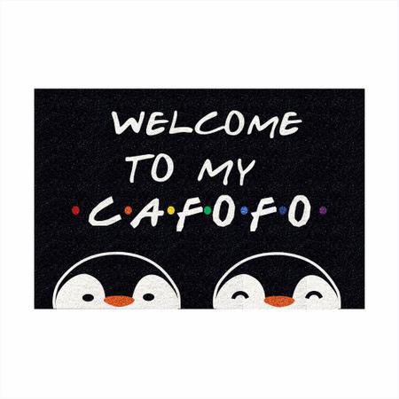 Imagem de Tapete Capacho Divertido Welcome To My Cafofo Pinguins LGBT.