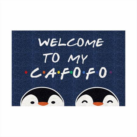 Imagem de Tapete Capacho Divertido Welcome To My Cafofo Pinguins LGBT.