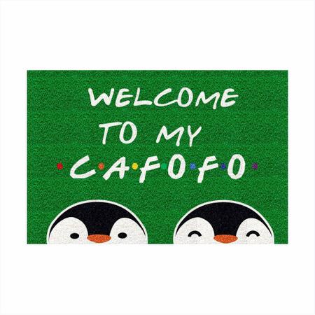 Imagem de Tapete Capacho Divertido Welcome To My Cafofo Pinguins LGBT.