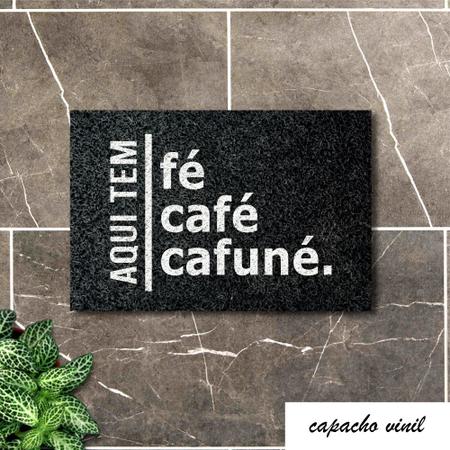 Imagem de Tapete Capacho FÉ CAFÉ CAFUNÉ 60x40 Decor Casa Entrada Apto