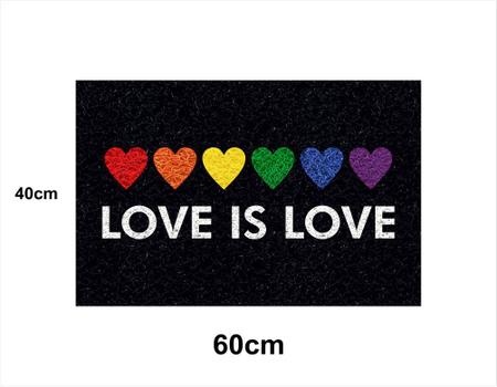 Imagem de Tapete Capacho Love Is Love 60x40 LGBTQIA+ Casa Entrada Lar