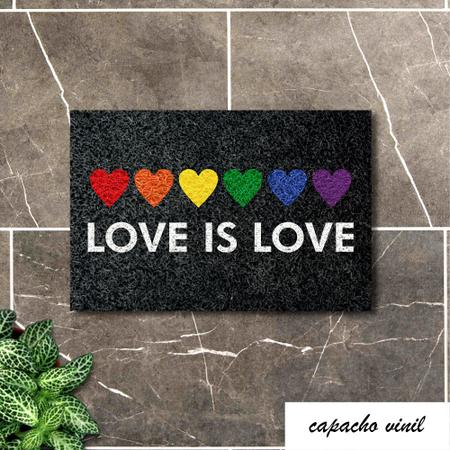 Imagem de Tapete Capacho Love Is Love 60x40 LGBTQIA+ Casa Entrada Lar