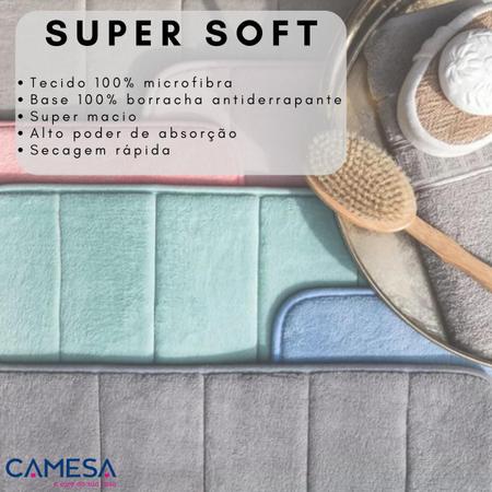 Imagem de Tapete de Banheiro Super Soft Antiderrapante 60x40cm - Absorvente e Macio - Camesa