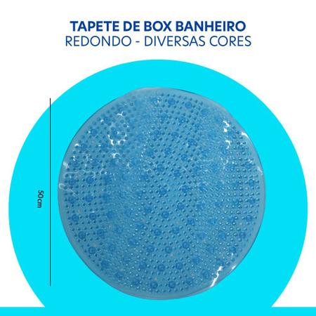 Imagem de Tapete de Box Banheiro 50x50cm - Redondo Azul Cristal