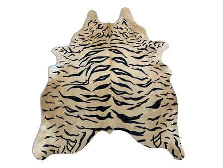 Imagem de Tapete de Couro Natural 1,65X2,10m Serigrafado Tigre com Bege