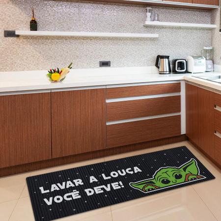 Tapete de Cozinha 1,25x0,40cm Yoda Star Wars LAVAR A LOUÇA