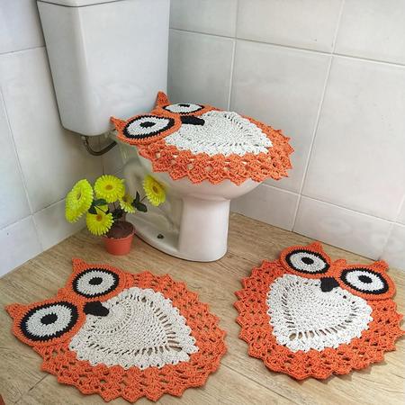 Imagem de Tapete De Crochê Para Banheiro Coruja Criativa