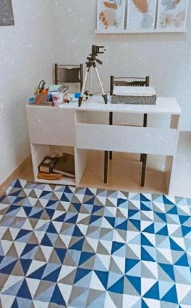Imagem de Tapete de Jacquard Geométrico 1,00 x 1,40 Ladrilhado Azul Royal