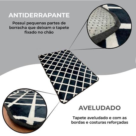 Imagem de Tapete de Sala Antiderrapante 3D Estampado 2,00 x 2,40  - PRETO TRANÇADO