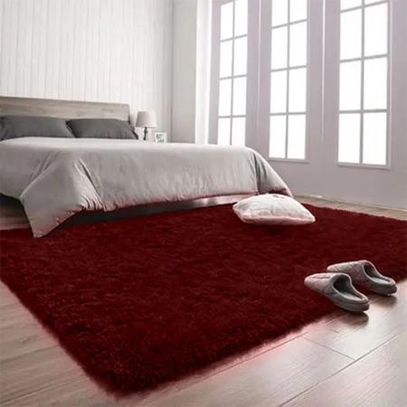 Imagem de Tapete de Sala Grande Felpudo Luxo Macio ( Peludo) 200x240cm Vermelho Casen