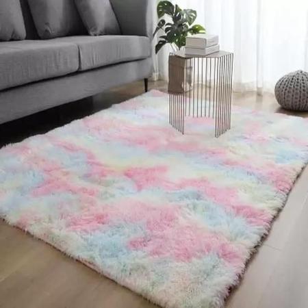 Imagem de Tapete Felpudo Tie Dye Peludo Fundo Emborrachado 1M X 1,40M