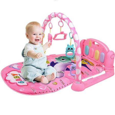 Imagem de Tapete ginasio de atividades bebe infantil 2 em 1 com mesa piano musical com espelho luz e mobile