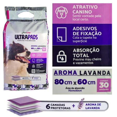 Imagem de Tapete Higiênico Pet para Cães Lavanda Ultra Pads 80x60 30Un