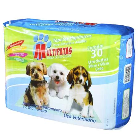 Imagem de Tapete Higiênico Pet Super Absorção Para Cães 30 Unidades 80x60cm Multipatas