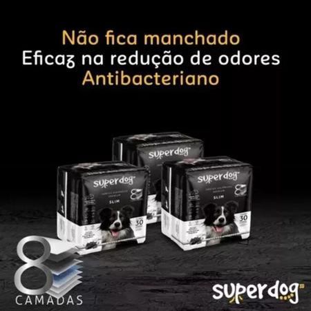 Imagem de Tapete Higienico Super Dog Premium Black Carvao Ativado Contem Atrativo Canino 80x60cm 30 Unidade