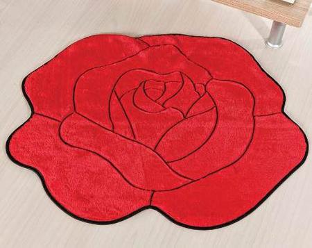 Imagem de Tapete Infanti Pelúcia Decorativo Flor Rosa - Vermelho
