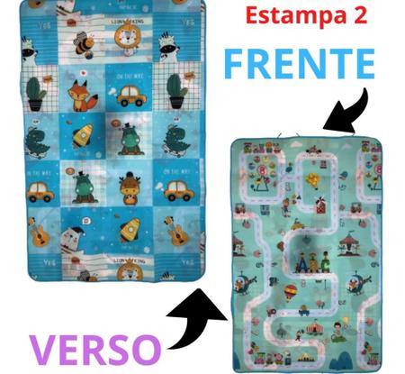 Imagem de Tapete Infantil 180x120 Dupla Face Emborrachado 3mm Atividade Tatame  Dobrável mácio