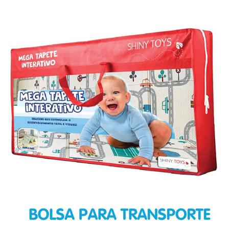 Imagem de Tapete Infantil Dupla Face 150x200cm Bebê Animais Pista Carrinho Shiny