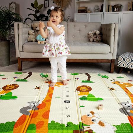 Imagem de Tapete Infantil Emborrachado Dobrável 6mm Dupla face Interativo Bebe Educacional 2,0x1,5M