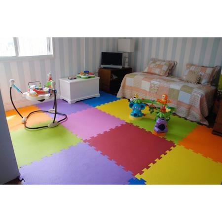 Imagem de Tapete Infantil para Crianças Bebês 16 unidades Colorido Eva Emborrachado 50x50x1 cm Cores sortidas