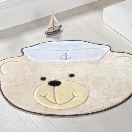 Imagem de Tapete Infantil Pelúcia Quarto De Bebê Urso Marinheiro Premium Antiderrapante - Palha