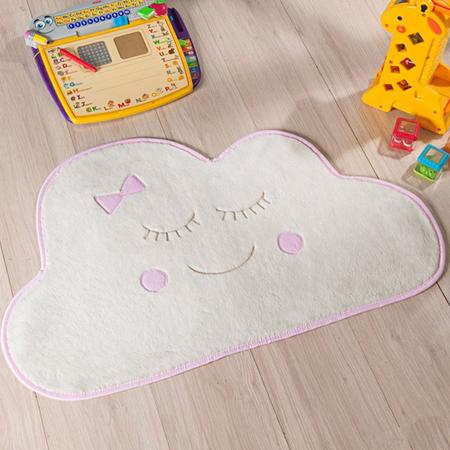 Imagem de Tapete Infantil Premium Baby Formato Nuvem Rosa 82cm x 52cm