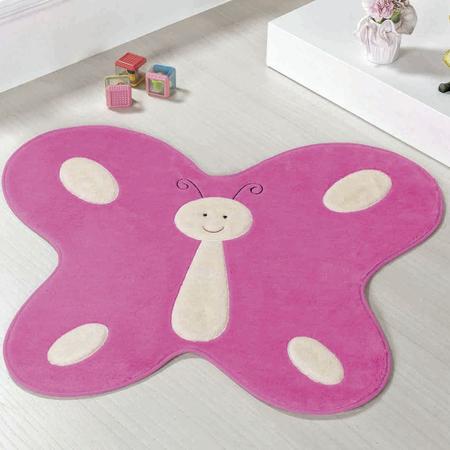 Imagem de Tapete Infantil Premium Formato Borboleta Feliz Pink 80cm x 66cm