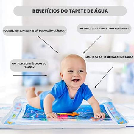 Imagem de Tapete Infantil Tapetinho Tatame Bebê Dupla Face Dobrável + Almofada Água Inflável Recém Nascido Menino Menina
