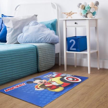 Imagem de Tapete Mickey Piloto Infantil Criança Bebê 1m Decoração Quarto Sala Banheiro Masculino Disney Azul