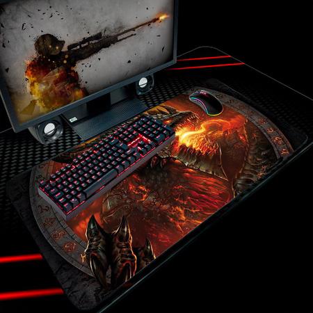 Mouse Pad Gamer Jogo Borda Led Rgb Grande 80x30cm Dragão - Shop Borges