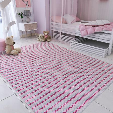 Imagem de Tapete para Quarto Infantil Antiderrapante 200cm x 140cm Decoração Moderna Rosa