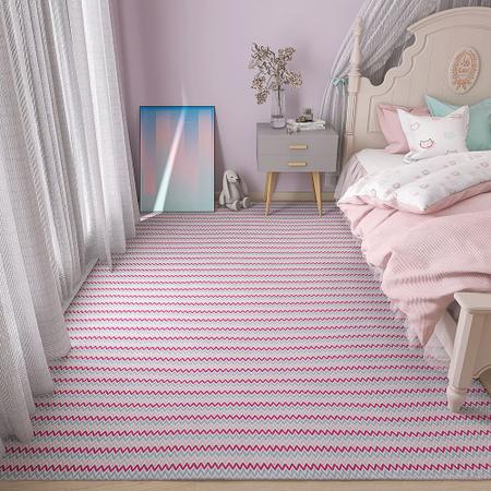 Imagem de Tapete para Quarto Infantil Antiderrapante 200cm x 140cm Decoração Moderna Rosa