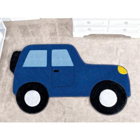 Imagem de Tapete para Quarto Infantil de Menino Carro Jipe Azul 88cm