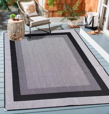 Imagem de Tapete Para Sala Sisal Antiderrapante Sem Pelo Sisllê 1,00m x 1,50m S 587 Preto e Cinza Lancer