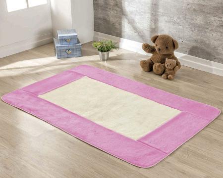 Imagem de Tapete Passadeira Pelúcia Infantil 1,30m X 90cm -  Rosa e Palha