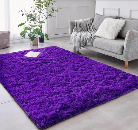 Imagem de Tapete Pelo Alto Felpudo Peludo Macio Anti Derrapante Alérgico Roxo 100 x 120 cm Sala Quarto Escritório