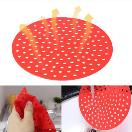 Imagem de Tapete redondo de silicone para fritadeira elétrica 16cm x 16cm