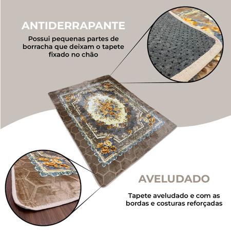 Imagem de Tapete Sala 3D Antiderrapante 1,00 x 1,40 Estampado Grande - BEGE FLORAL