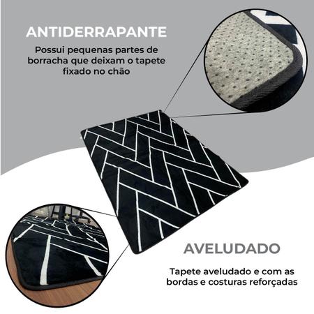 Imagem de Tapete Sala 3D Antiderrapante 2,00 x 1,40 Estampado Grande - PRETO RISCADO