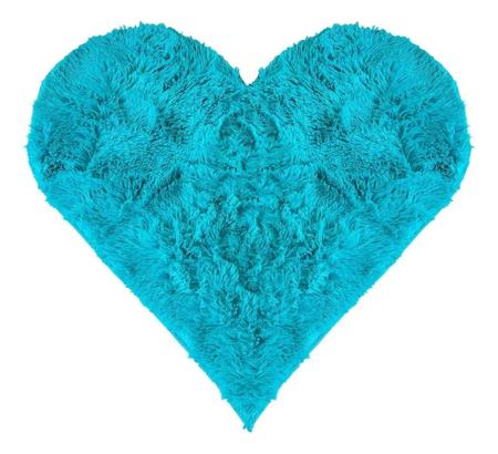 Imagem de Tapete Sala Felpudo Peludo Azul Turquesa Coração 140 cm