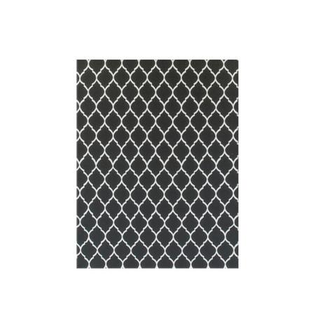 Imagem de Tapete Sala ou Quarto Antiderrapante 1,00M x 1,32M Arabesco Geométrico Preto e Branco