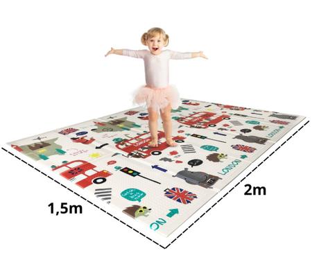 Imagem de Tapete TATAME Infantil EMBORRACHADO Super Macio DUPLA FACE Dobrável 2,0x1,5M 12mm Espessura -PREMIUM