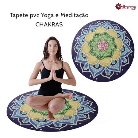 Imagem de Tapete Yoga e Meditação PVC Mandala Chakras Redondo