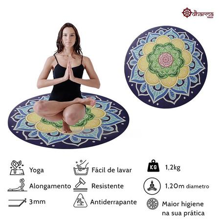 Imagem de Tapete Yoga e Meditação PVC Mandala Chakras Redondo