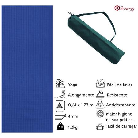 Tapete Yoga Premium Azul 2,00m - 5mm+Porta Mat Verde Escuro - Dharma Yogui  - Tapete para Yoga e Pilates - Magazine Luiza