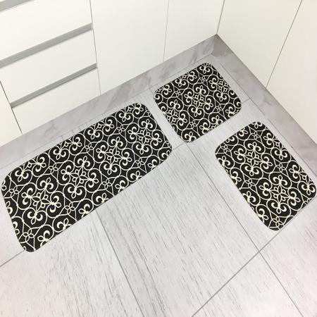 Imagem de Tapetes Modernos / Confortável Para Cozinha Ornament Preto