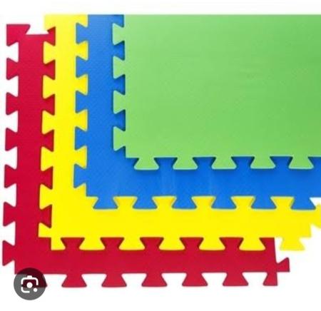 Imagem de Tatames eva tapete 4 placas colorido 1x1 10mm(vermelho,amarelo,azul e verde)